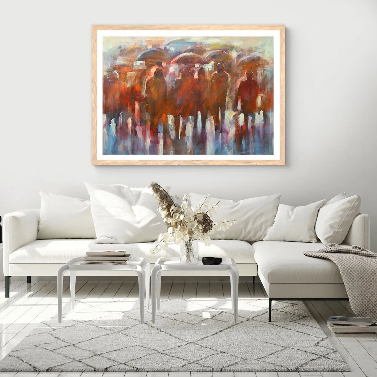 Poster în ramă de stejar deschis - Egali în ploaie și ceață - 40x30 cm