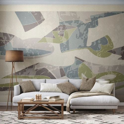 Tapet Autoadeziv Deluxe Sticker - Compoziție din spatele geamului - Forme, Abstracția, Pastel - 400x280 cm