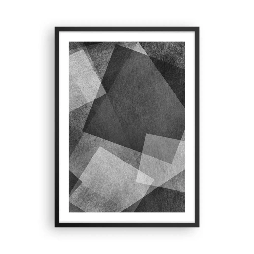 Poster în ramă neagră - Abstracție alb-negru cu forme geometrice - 50x70cm - Un simbol etern al permanenței și al ordinii - Decorațiune modernă pentru perete pentru living și dormitor ARTTOR