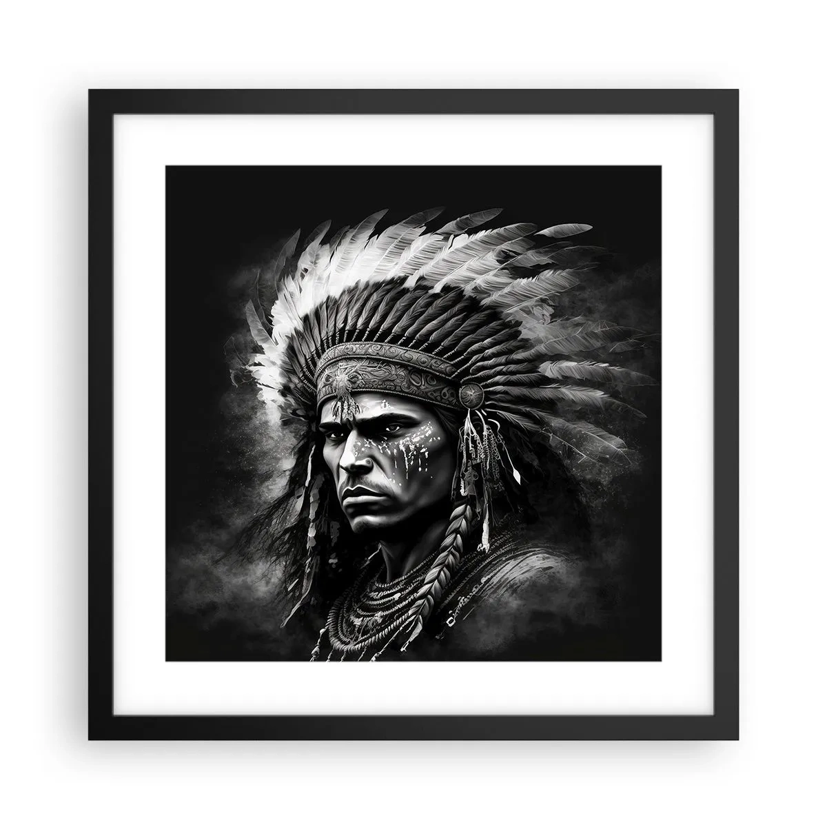 Poster în ramă neagră - Conducător și luptător - 40x40 cm