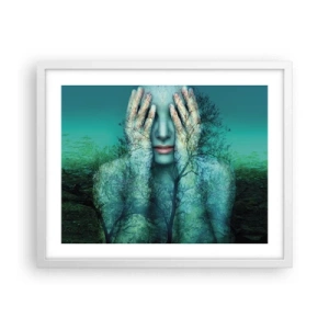 Poster în ramă albă - Scufundată în albastru - 50x40 cm