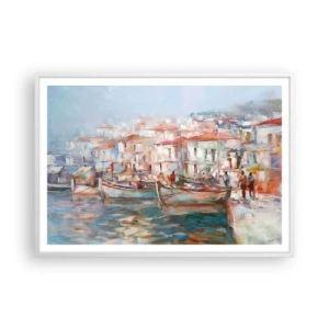 Poster în ramă albă - Vacanță pastelată - 100x70 cm