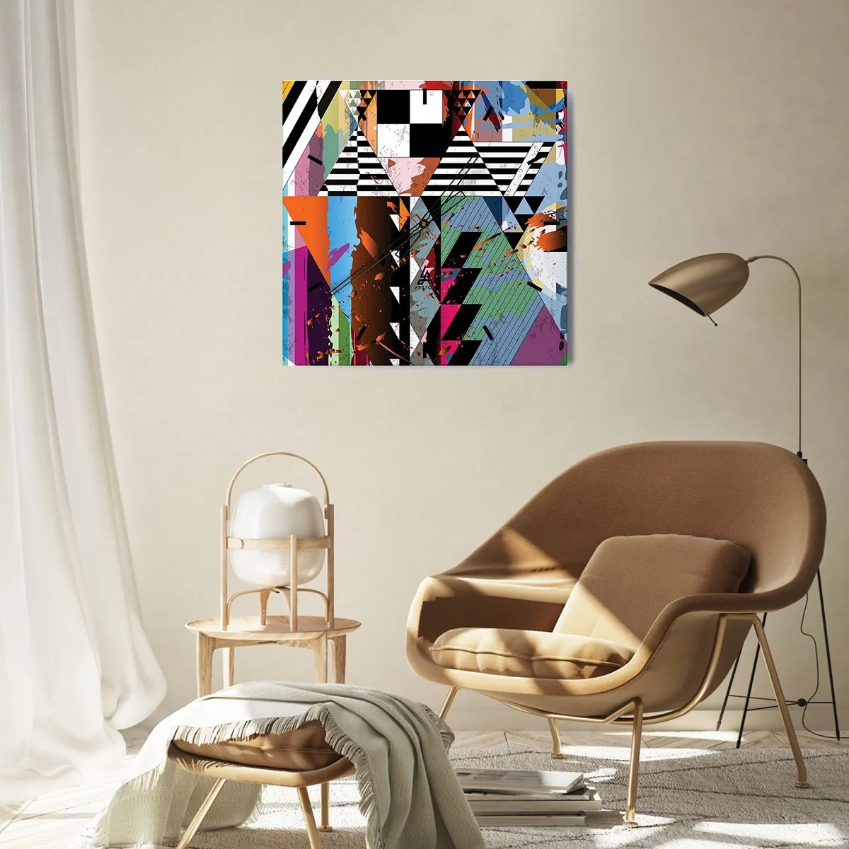 Ceas de perete - Ceas pe sticlă - Geometric și organic - 30x30 cm