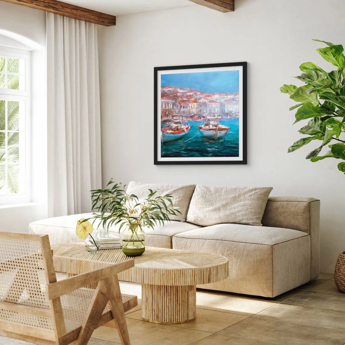 Poster în ramă neagră - Golful italian - 30x30 cm
