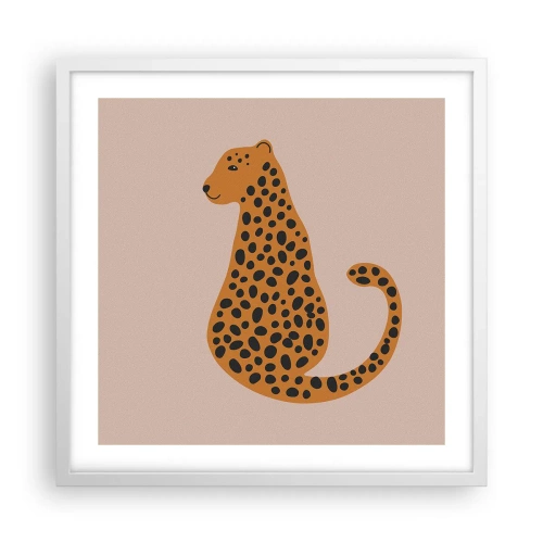 Poster în ramă albă - Modelul leopard este tot timpul la modă - 50x50 cm