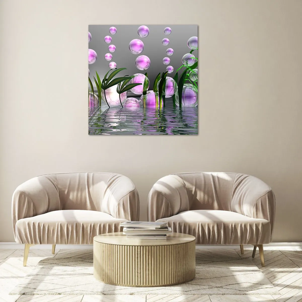 Tablou pe sticlă - O compoziție reflexivă de luminozitate și viață - 40x40 cm