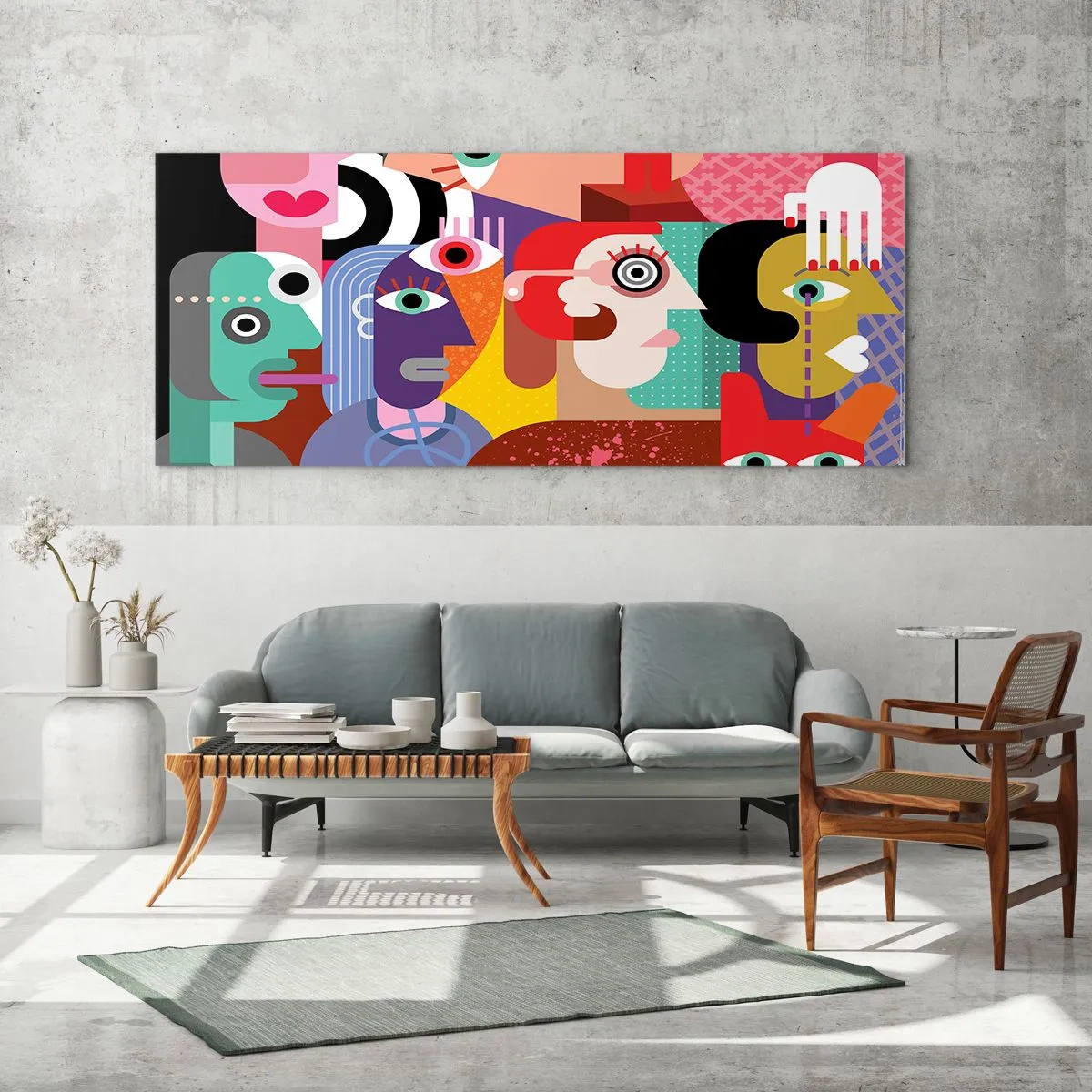 Tablou pe sticlă - Am venit de la domnul Picasso - 120x50 cm