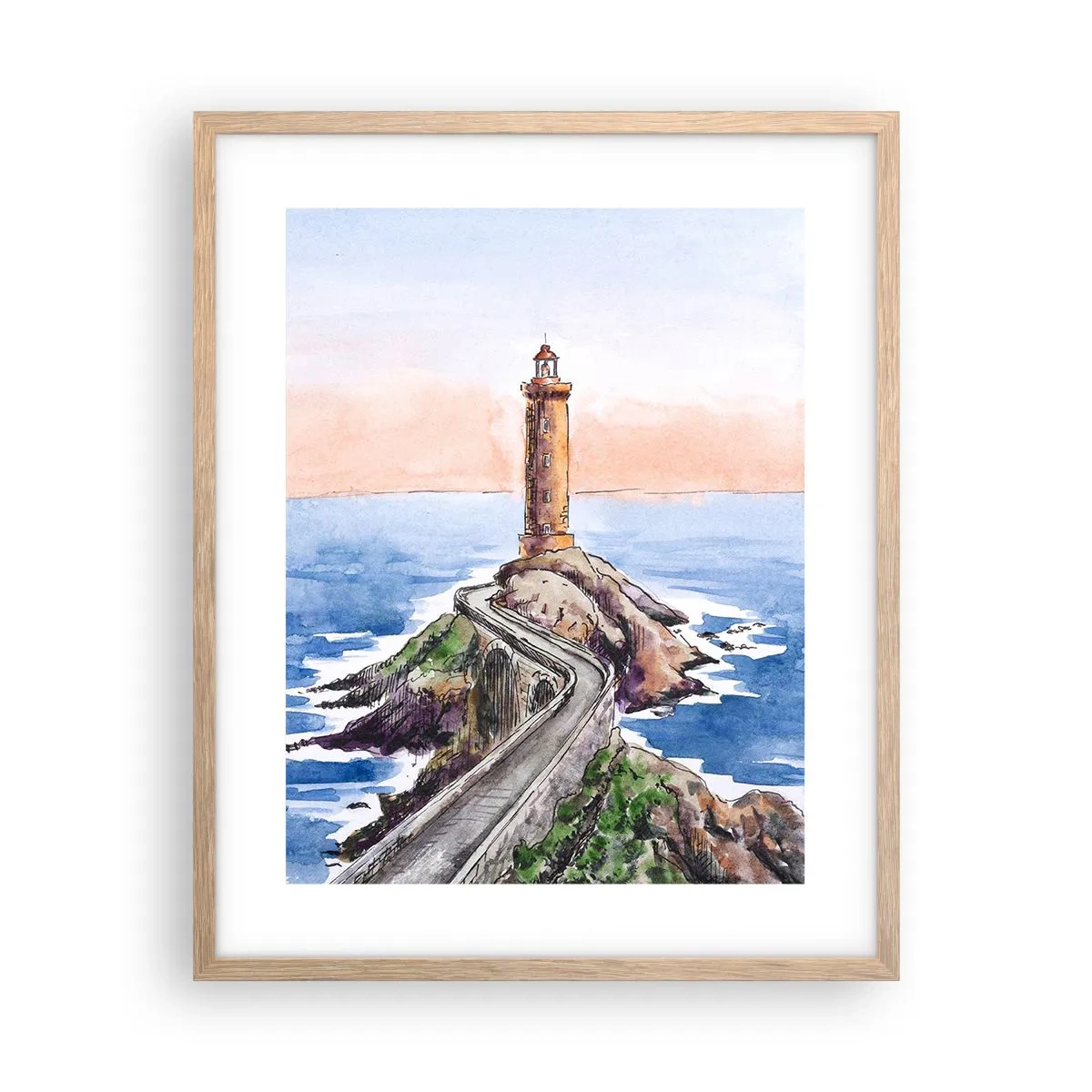 Poster în ramă de stejar deschis - Cu fața la mare - 40x50 cm