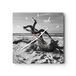 Ceas de perete - Ceas pe sticlă - Sculptură marină - 30x30 cm