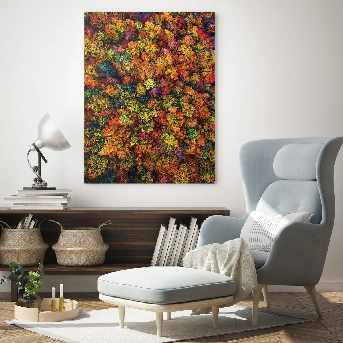 Tablou pe sticlă - Buchet de copaci de toamnă - 80x120 cm