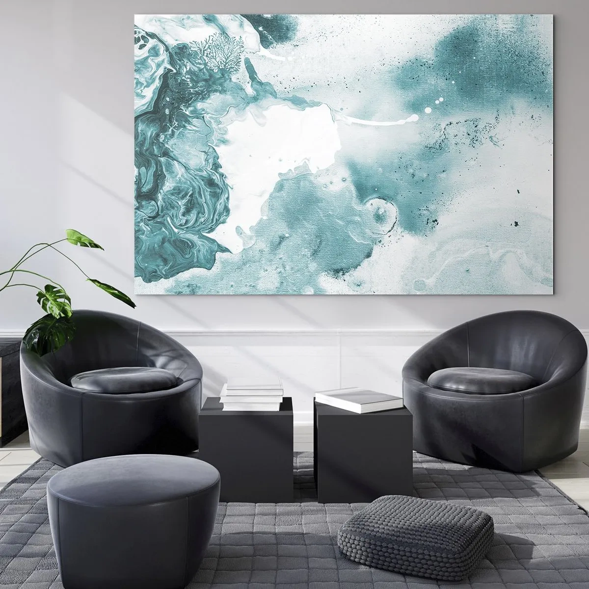 Tablou pe sticlă - Câmpii inundabile de albastru - 100x70 cm