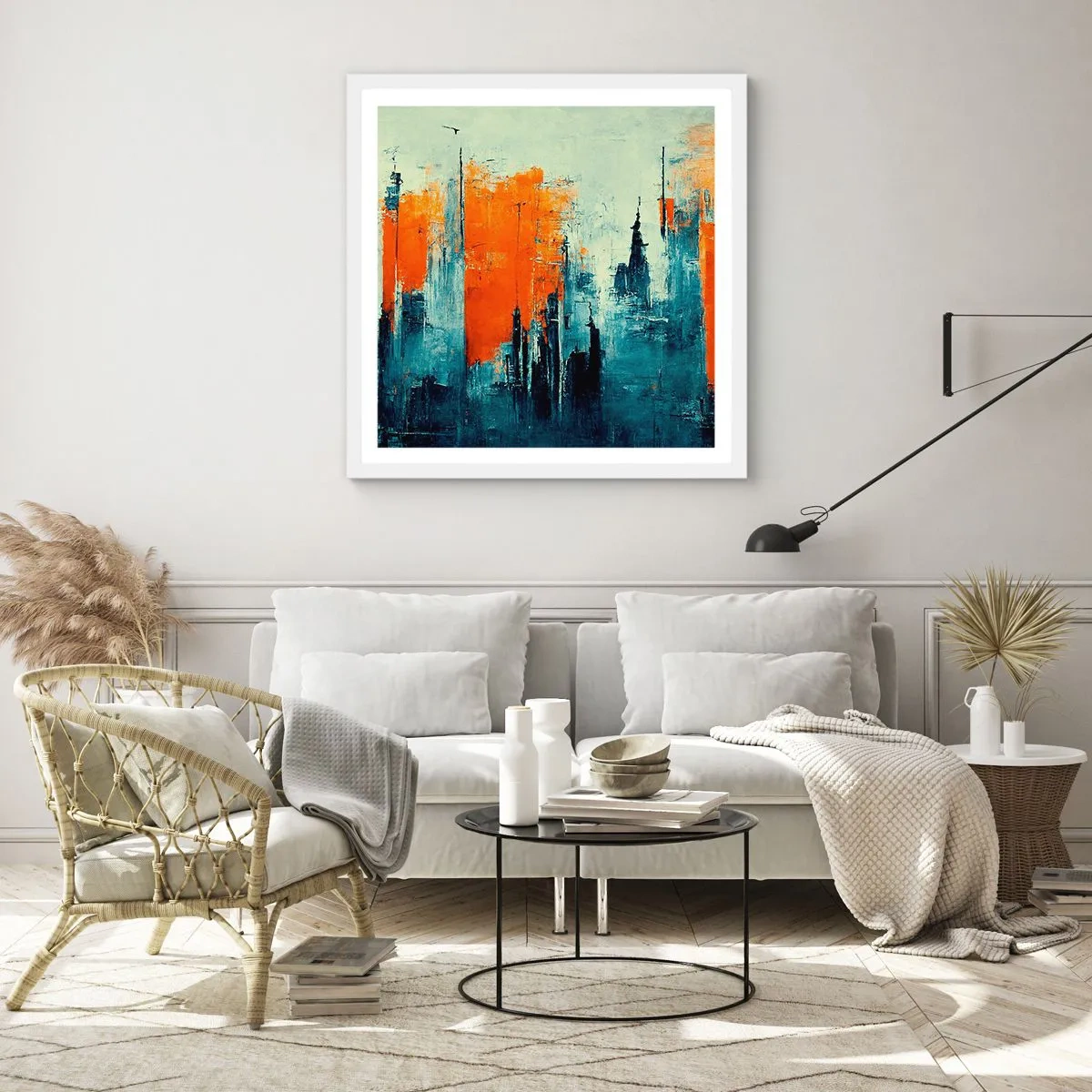 Poster în ramă albă - Peisaj modern - 30x30 cm