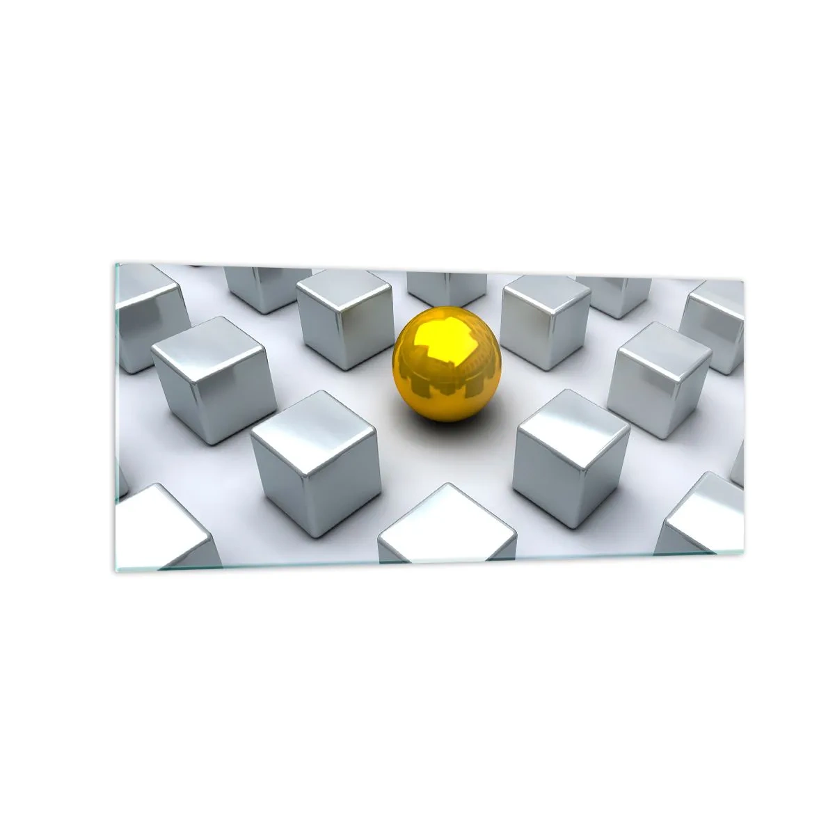 Tablou pe sticlă - De ce eu? Compoziție geometrică - 120x50 cm