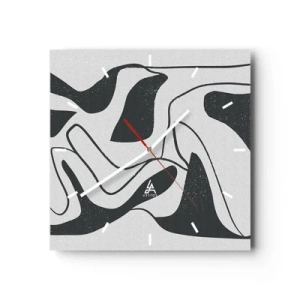 Ceas de perete - Ceas pe sticlă - Distracție abstractă în labirint - 40x40 cm