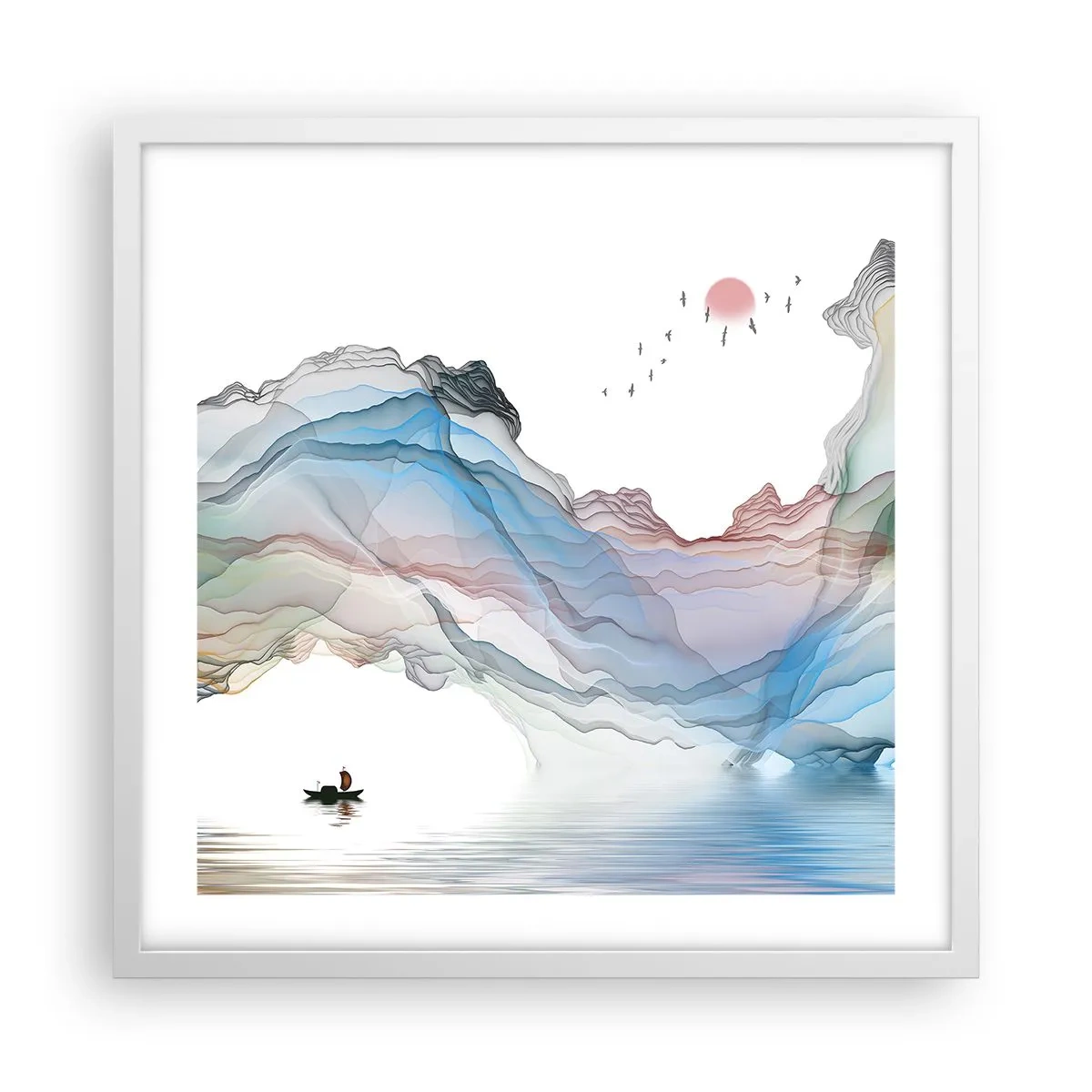 Poster în ramă albă - Spre munții de cristal - 50x50 cm