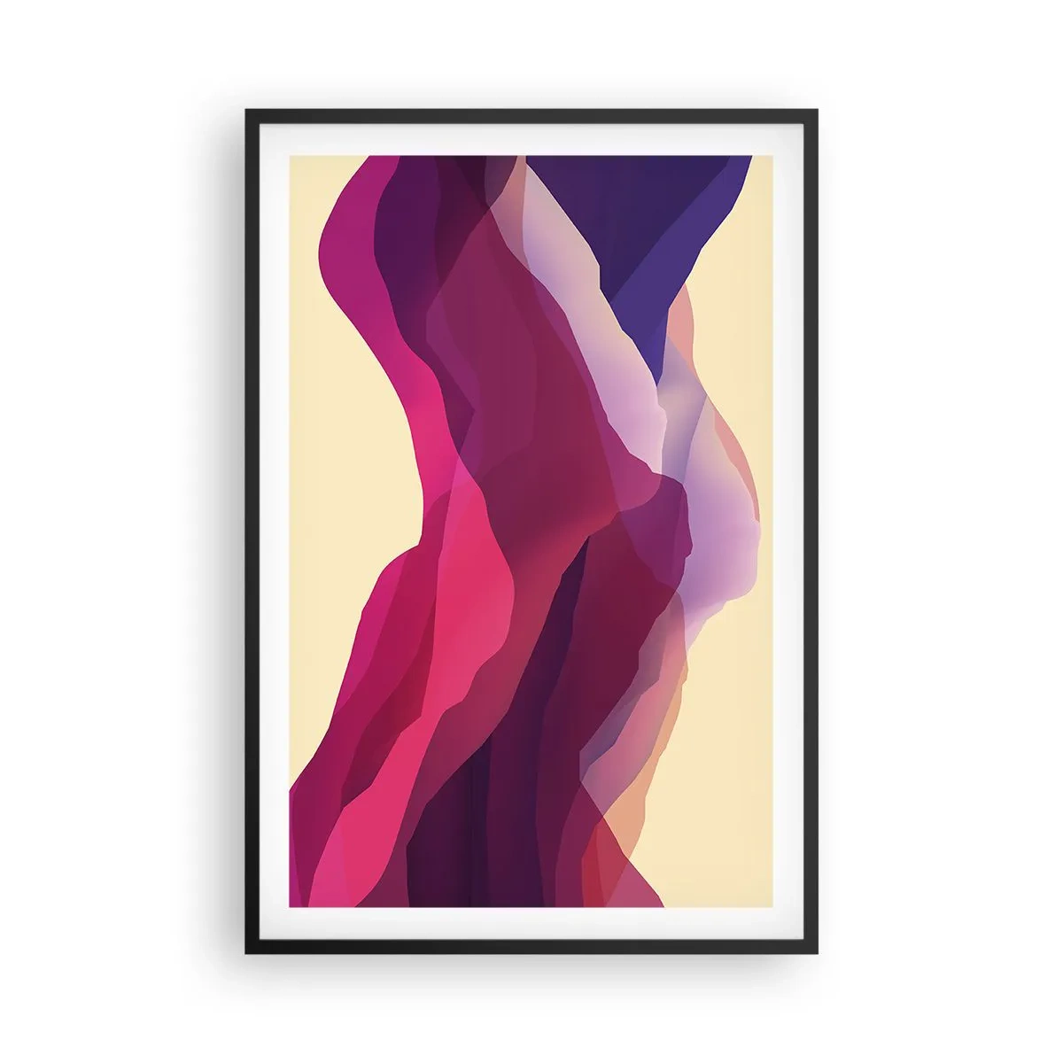 Poster în ramă neagră - Valuri de violet - 61x91 cm