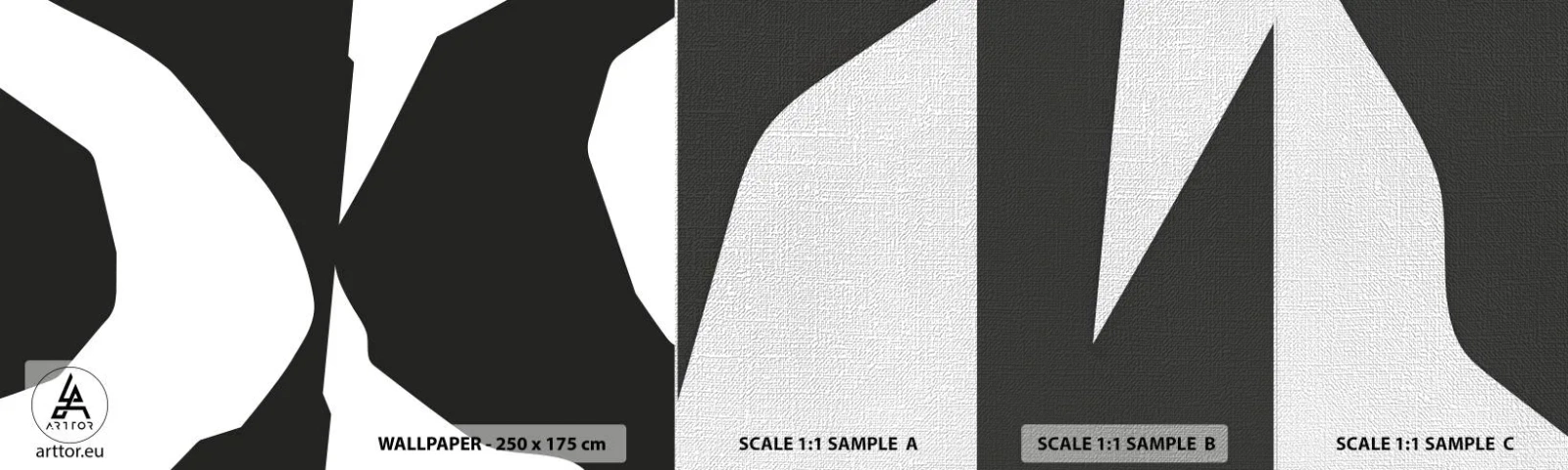 Mostră tapet Premium Canvas - Pozitiv -negativ - alb-negru, Abstracția, Bucată - 100x30 cm