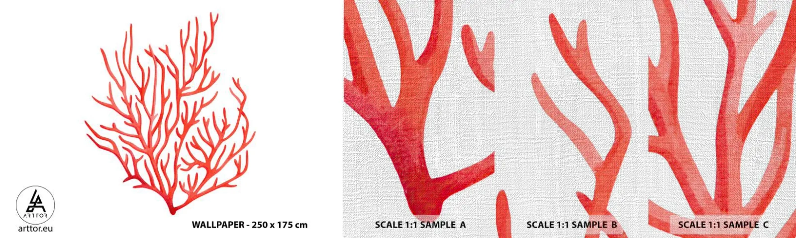 Mostră tapet Premium Canvas - Coral filigranat - recif de corali, Litoral, Minimalist - 100x30 cm