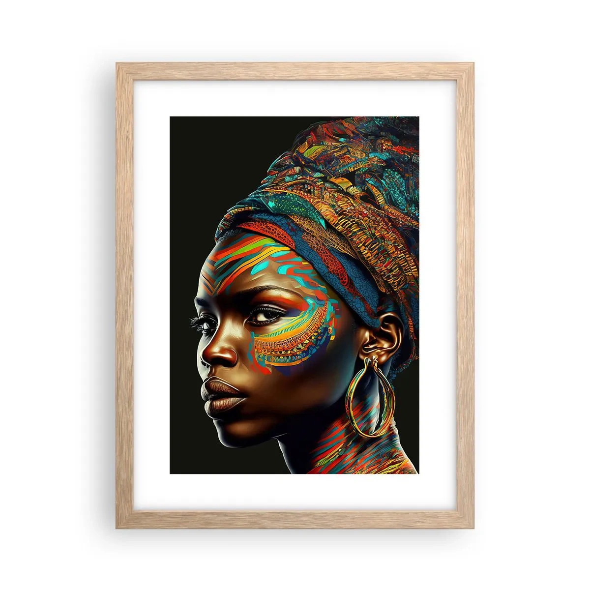 Poster în ramă de stejar deschis - Regina africană - 30x40 cm
