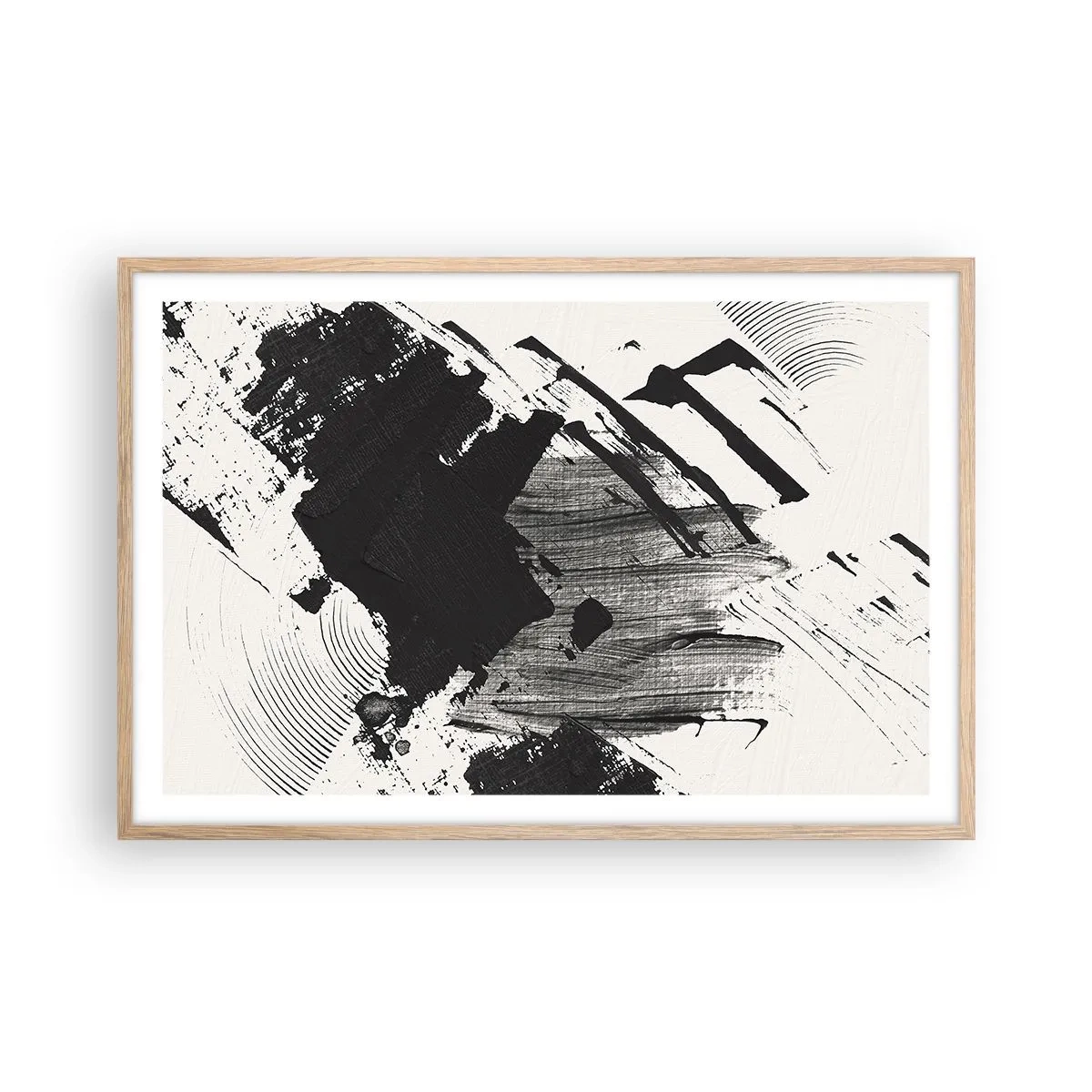 Poster în ramă de stejar deschis - Abstracție - expresie de negru - 91x61 cm