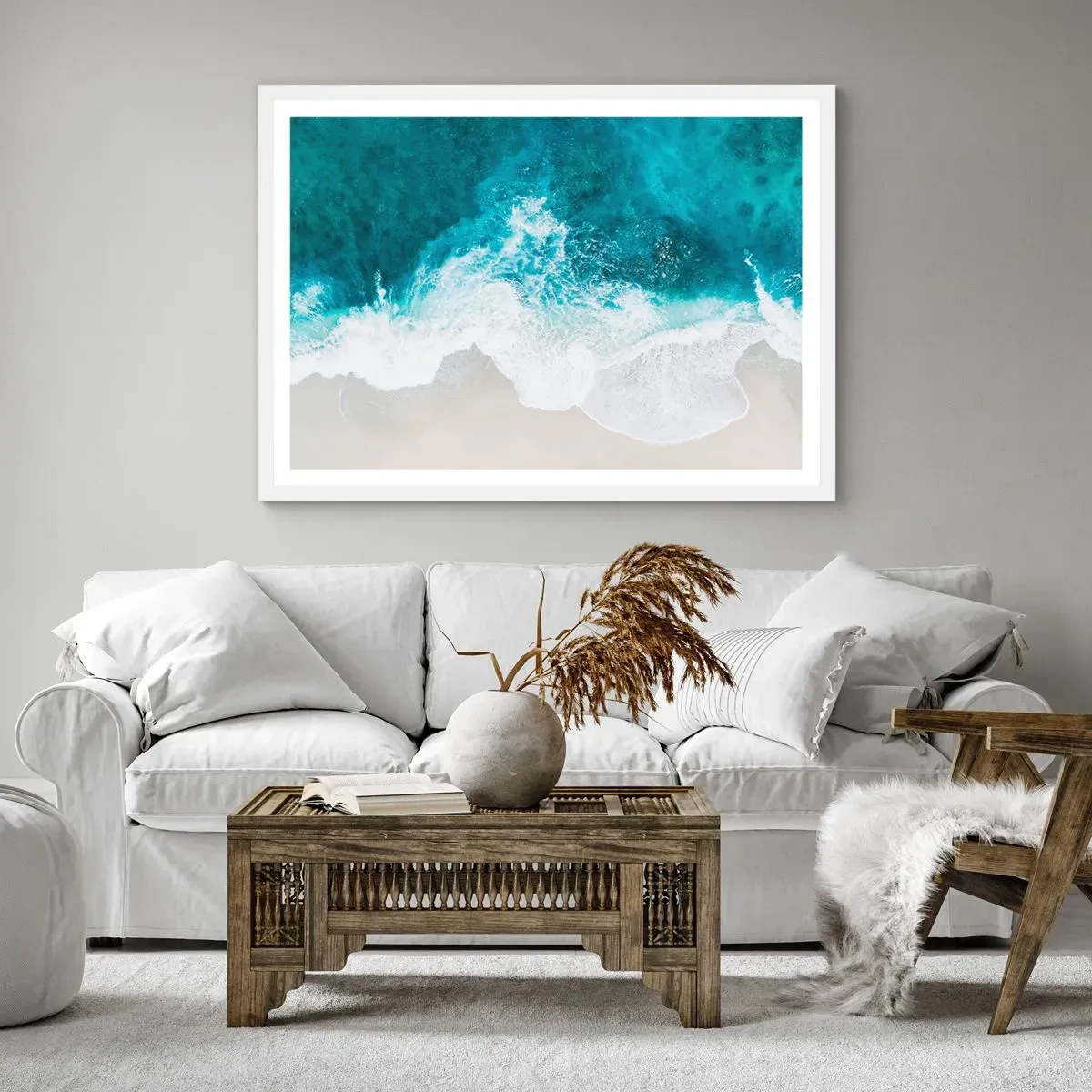 Poster în ramă albă - Mângâiere naturală - 91x61 cm