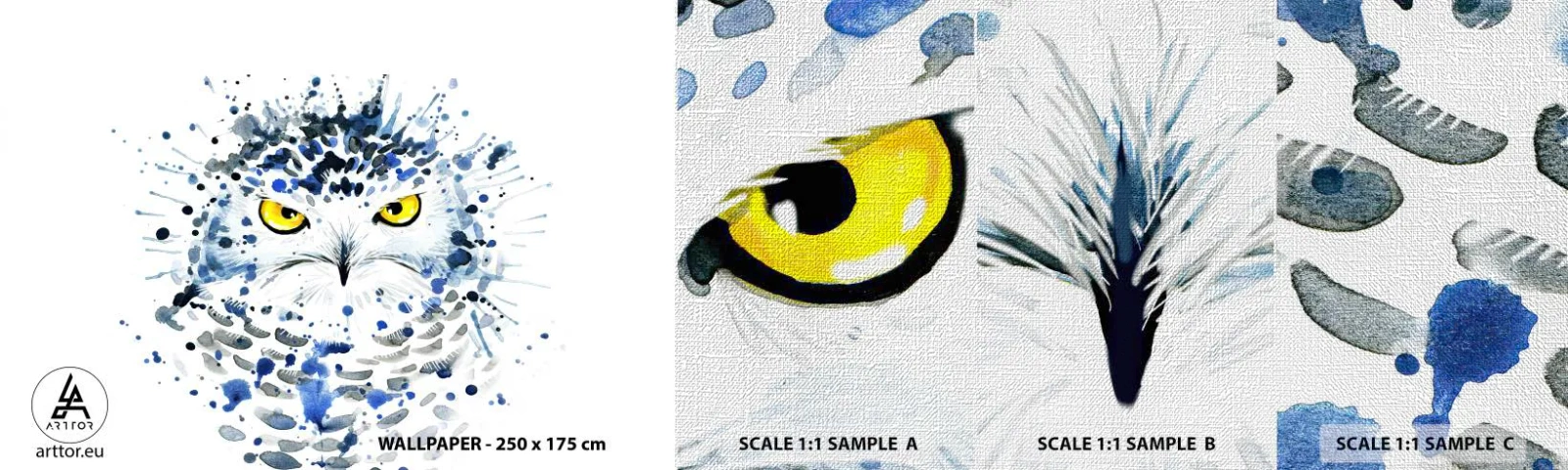 Mostră tapet Premium Canvas - Direct în ochi - Pasăre, Bufniţă, Animale - 100x30 cm