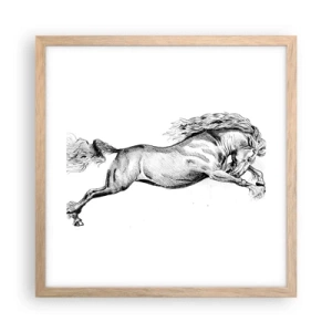 Poster în ramă de stejar deschis - Oprit din galop - 40x40 cm