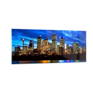 Tablou pe sticlă - O noapte de lumini și culori - 100x40 cm