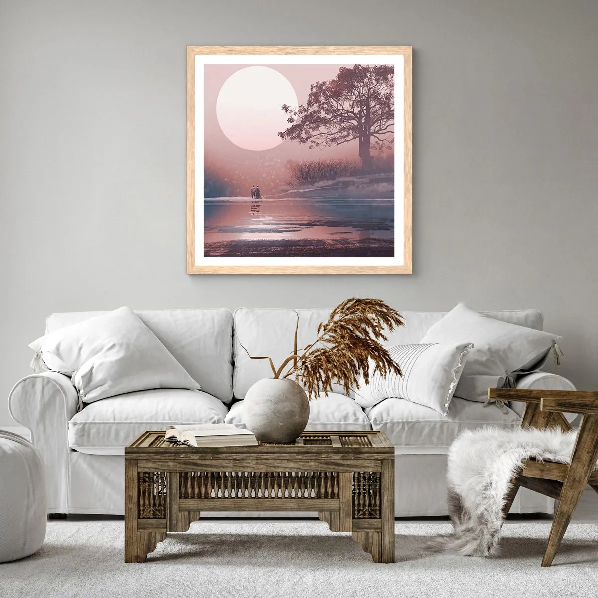 Poster în ramă de stejar deschis - Minuni nocturne - 60x60 cm