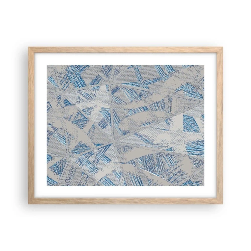 Poster în ramă de stejar deschis - Într-un labirint de gri-albastru - 50x40 cm