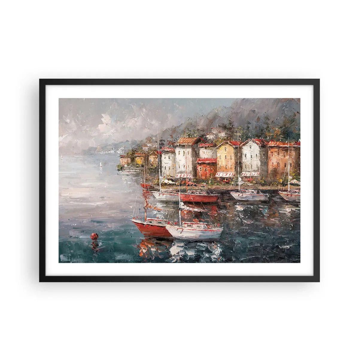Poster în ramă neagră - Portul romantic - 70x50 cm