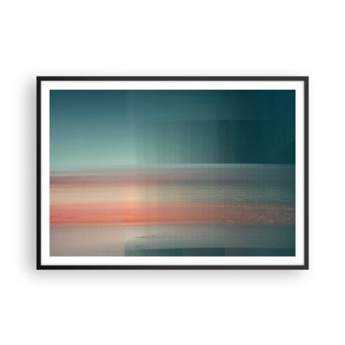 Poster în ramă neagră - Abstracție: unde de lumină - 100x70 cm