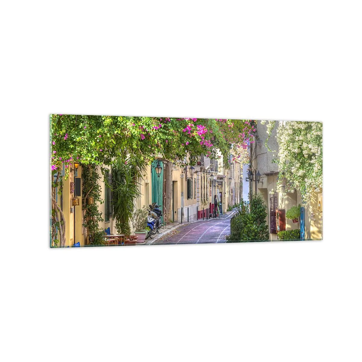 Tablou pe sticlă - Alee înfloritoare - 120x50 cm