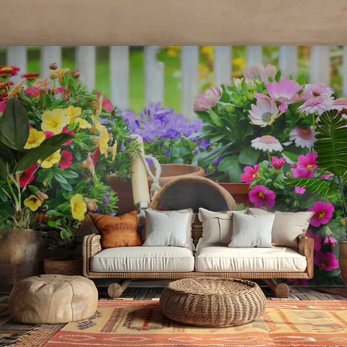 Tapet Premium Sand - Grădina Sofiei - Flori, Grădină, Buchet de flori - 100x70 cm
