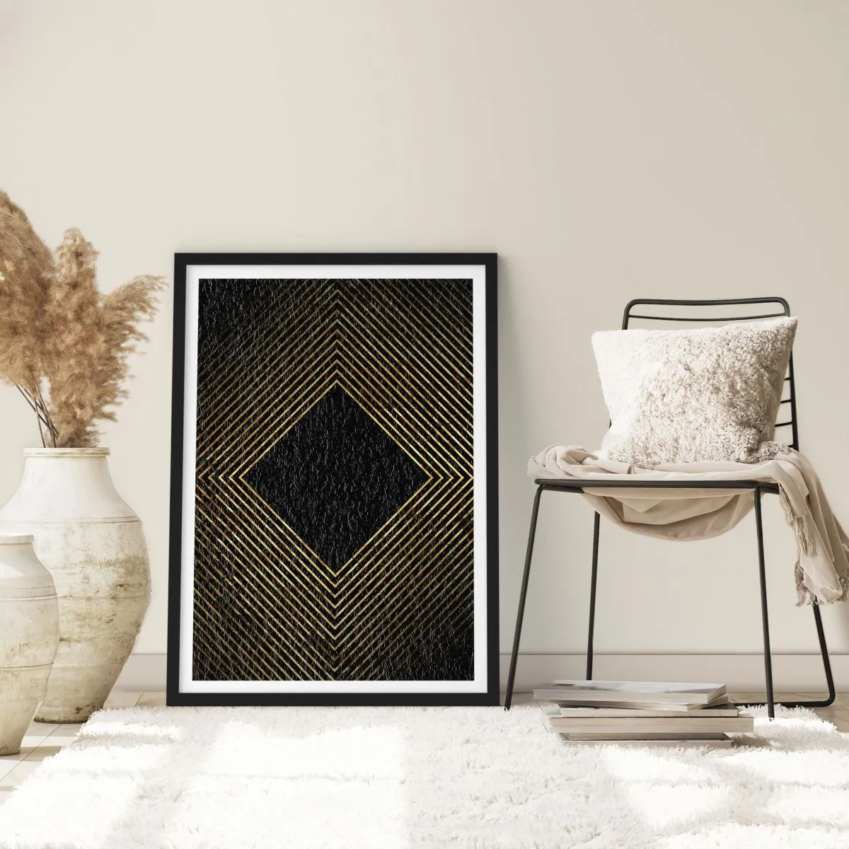 Poster în ramă neagră - Geometrie în stil glamour - 70x100 cm