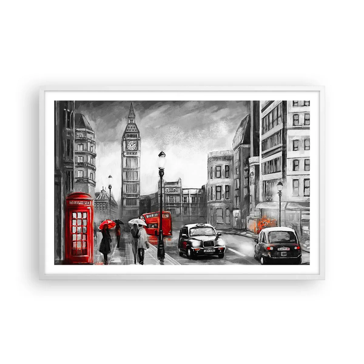 Poster în ramă albă - Nu este deloc un oraș gri - 91x61 cm