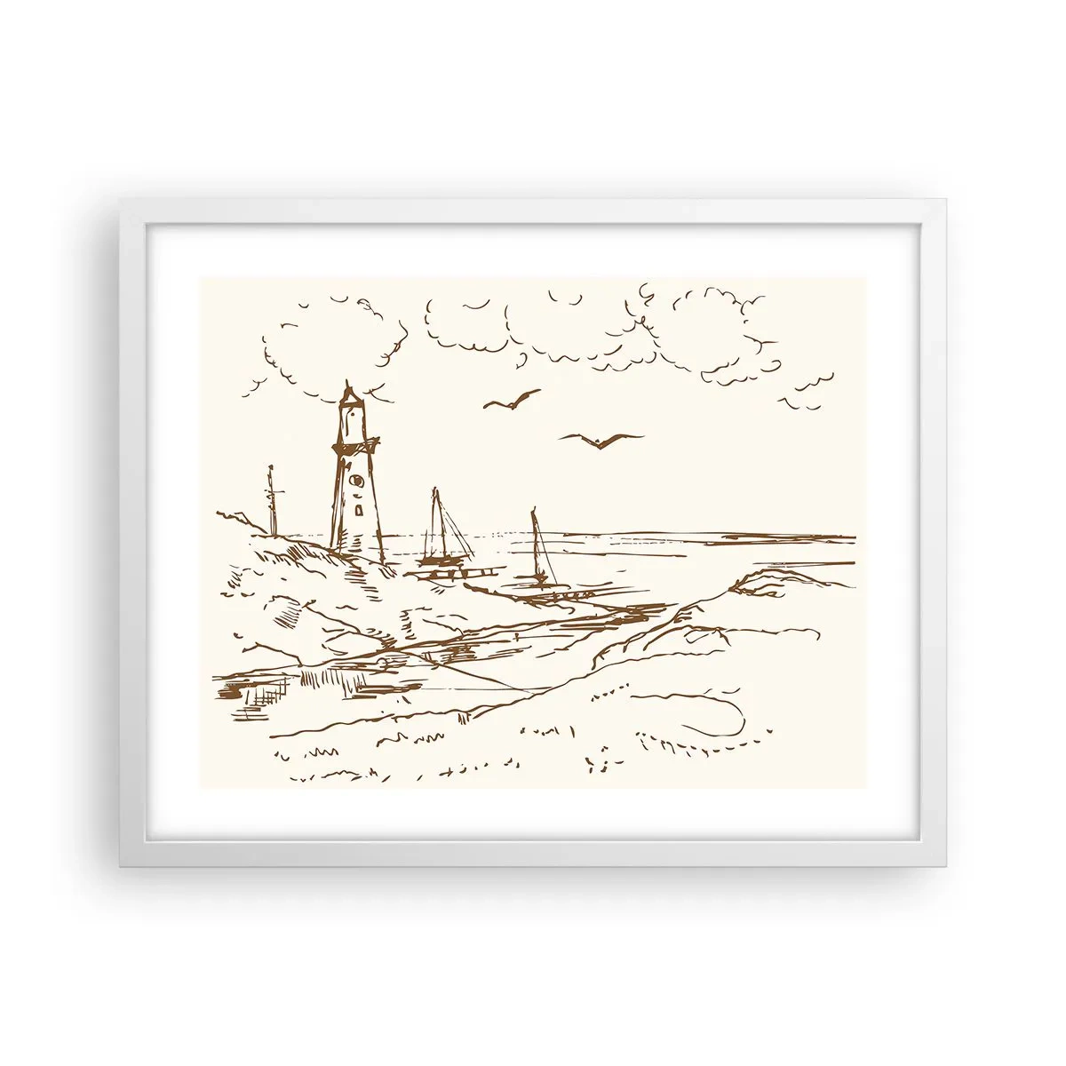 Poster în ramă albă - Schiță de amintiri de vară - 50x40 cm