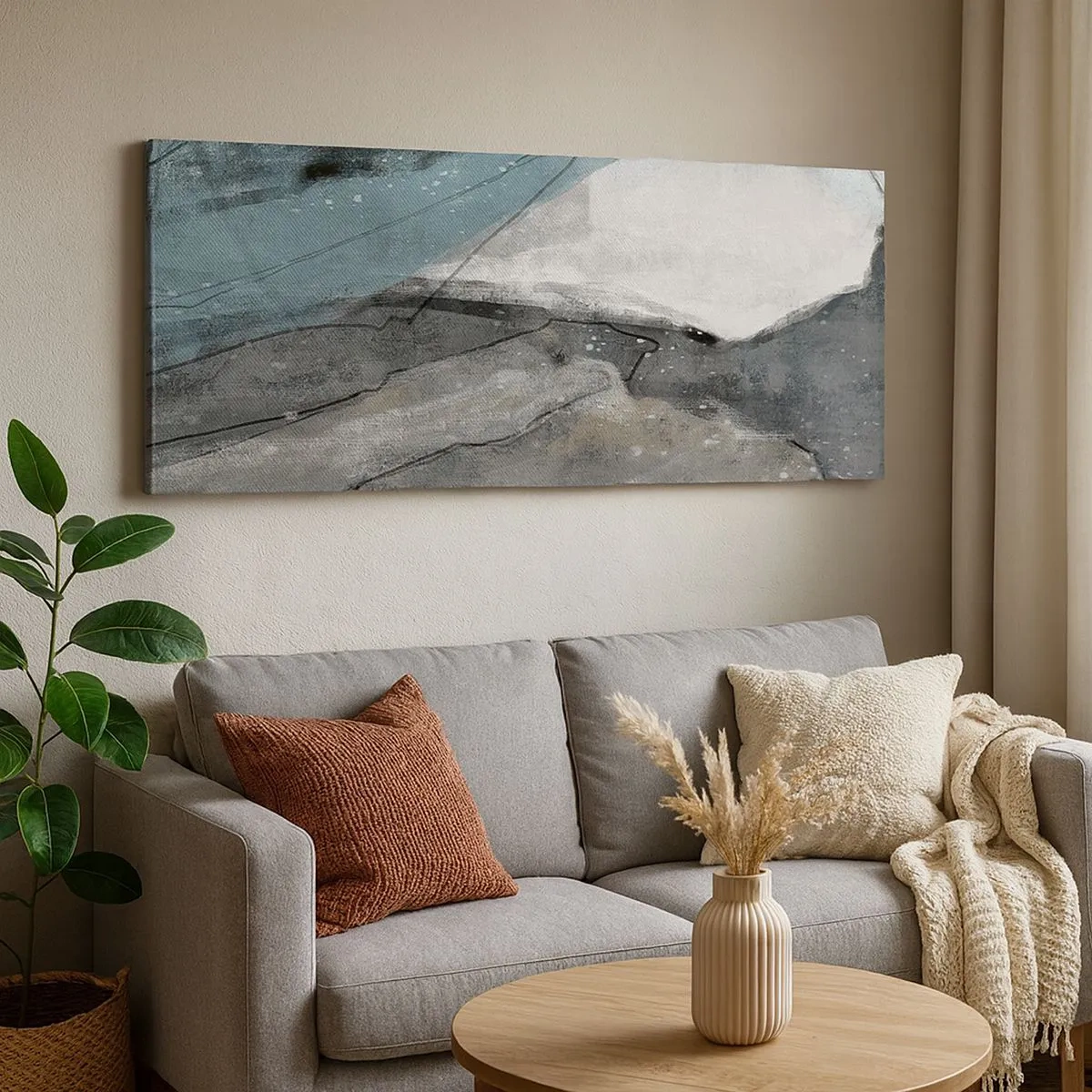 Tablou pe pânză - Abstracție: roci și gheață - 100x40 cm