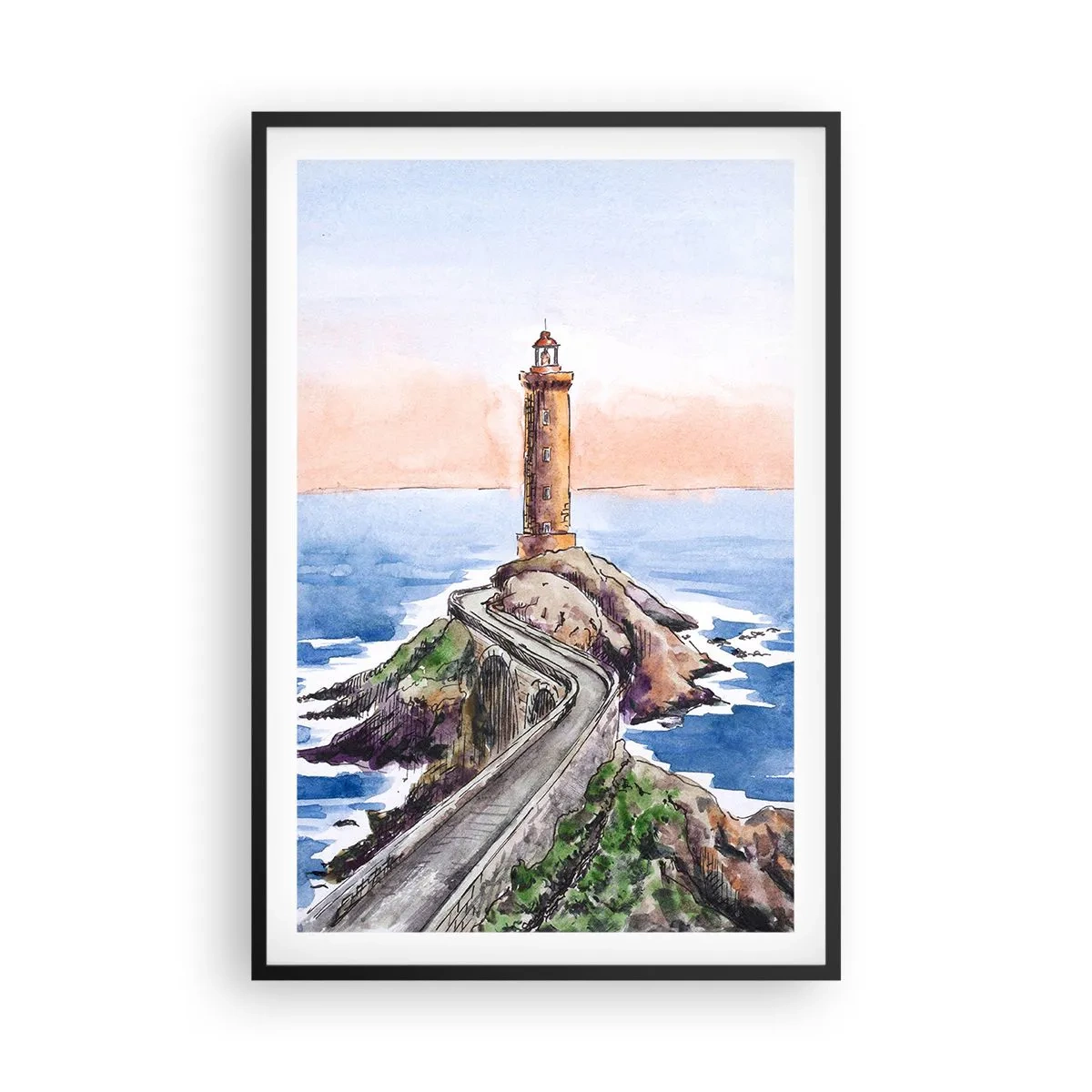 Poster în ramă neagră - Cu fața la mare - 61x91 cm