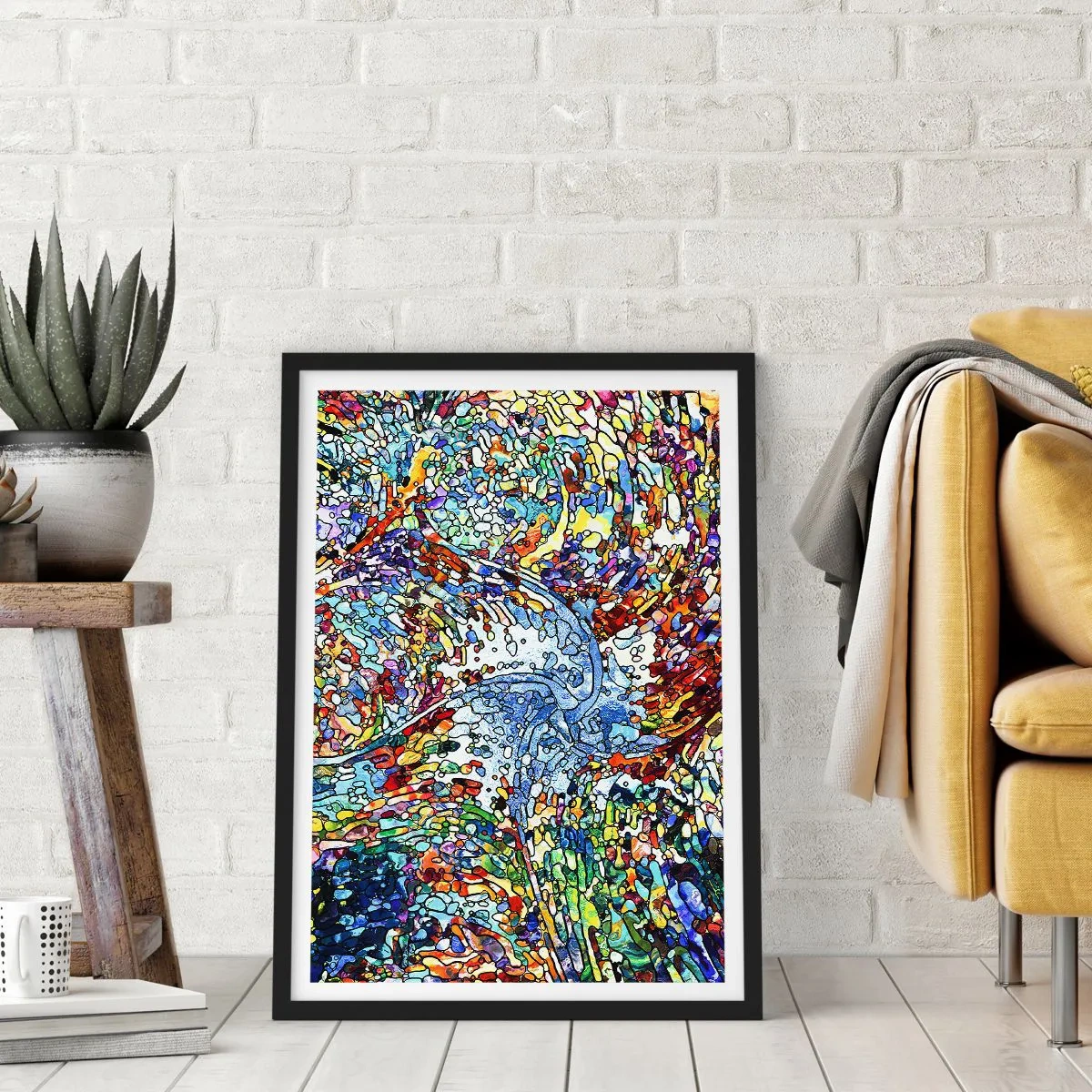 Poster în ramă neagră - Vitraliu de picături - 30x40 cm