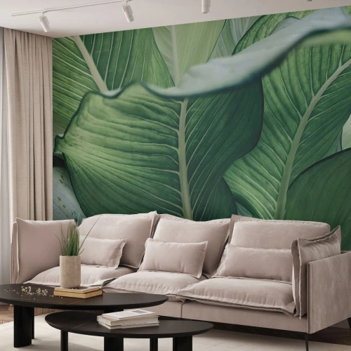 Fototapetă personalizată Standard Eco - Viață intensă în verde - Frunze, Exotic, Botanic