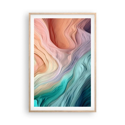Poster în ramă de stejar deschis - Valul curcubeu - 61x91 cm