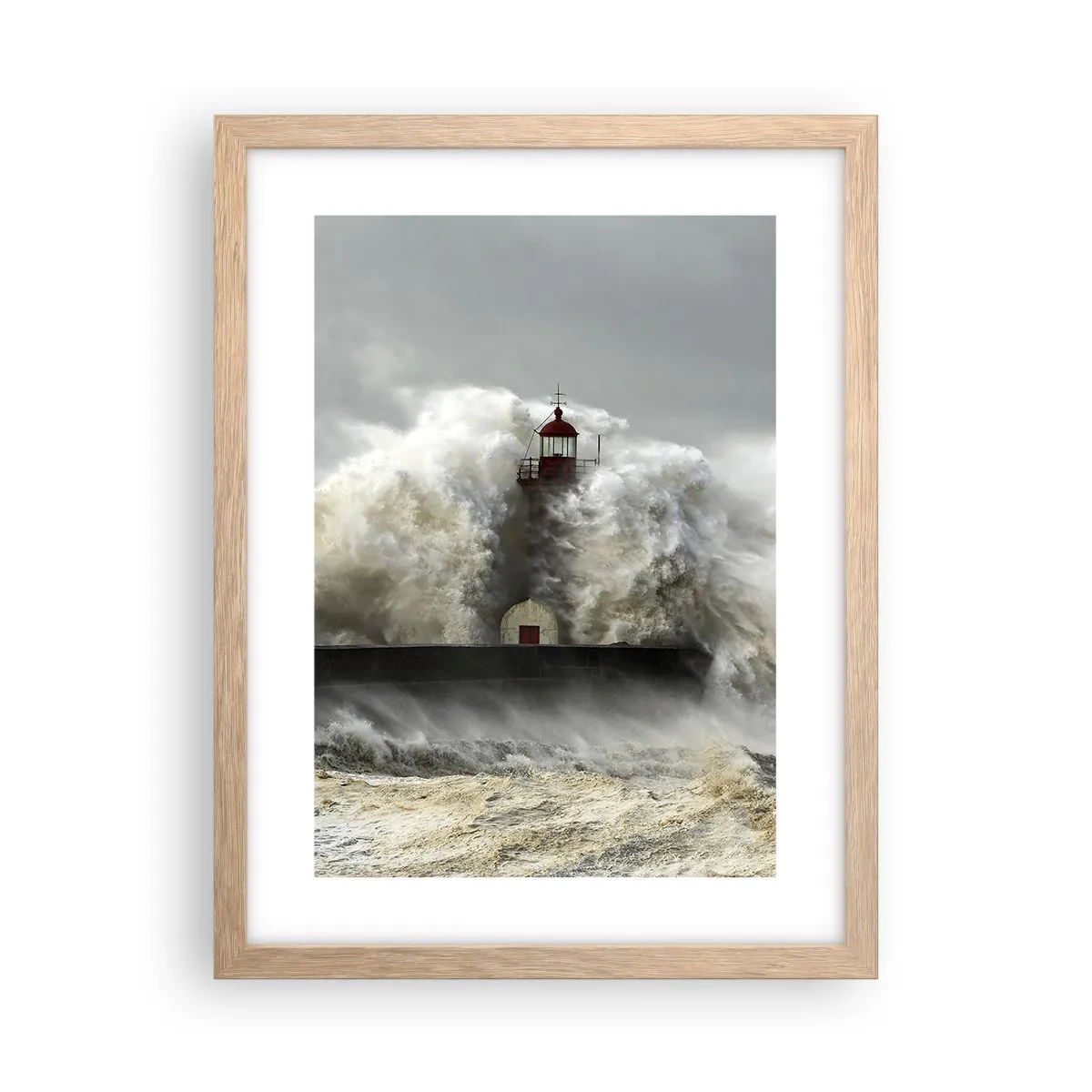 Poster în ramă de stejar deschis - Mânia oceanului - 30x40 cm