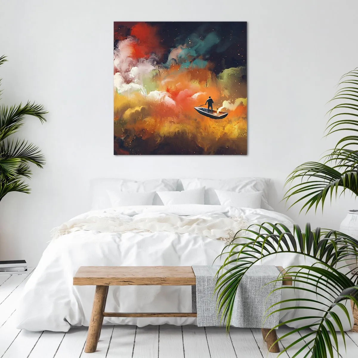 Tablou pe pânză - Cu barca prin galaxie - 40x40 cm