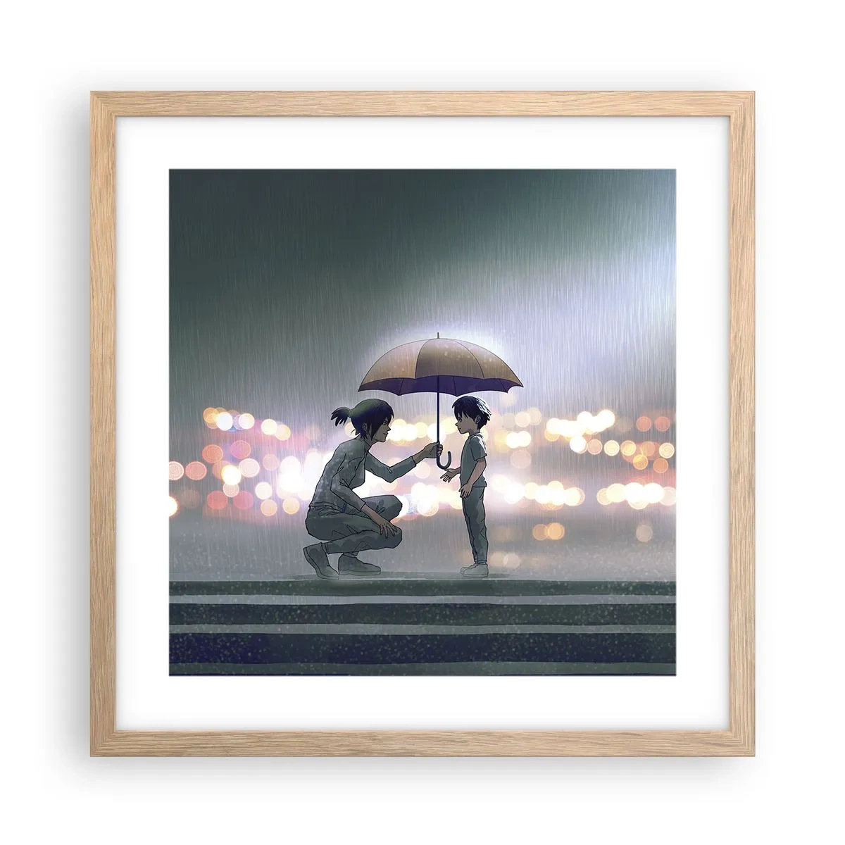 Poster în ramă de stejar deschis - Și totul este bine acum - 40x40 cm