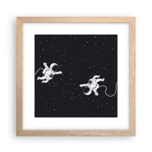 Poster în ramă de stejar deschis - Dansul spațial - 30x30 cm