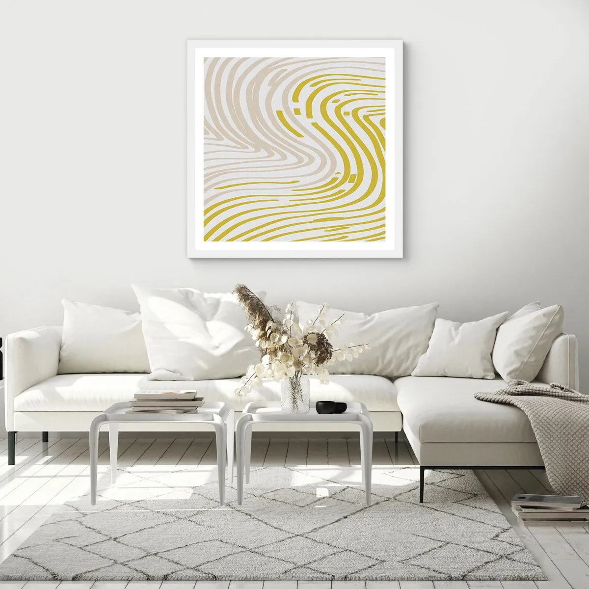 Poster în ramă albă - Compoziție cu cambrare ușoară - 40x40 cm