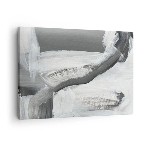 Tablou pe pânză Canvas - Abstracție gri și albă cu linii dinamice - 70x50cm - Cu o mișcare decisivă - Decorațiune modernă pentru perete pentru living și dormitor ARTTOR