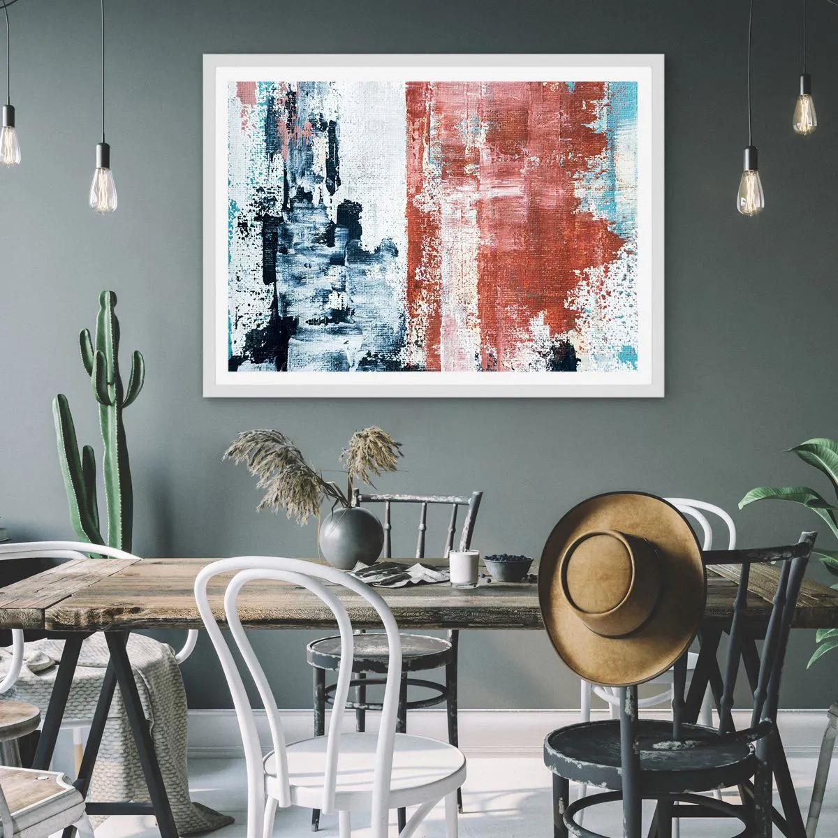 Poster în ramă albă - Jumi-juma abstract - 70x50 cm