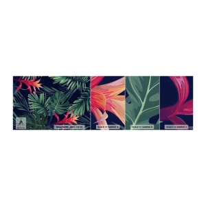 Mostră tapet Premium Canvas - Flacăra verde - Flori, Planta tropicala, Frunze de palmier - 100x30 cm
